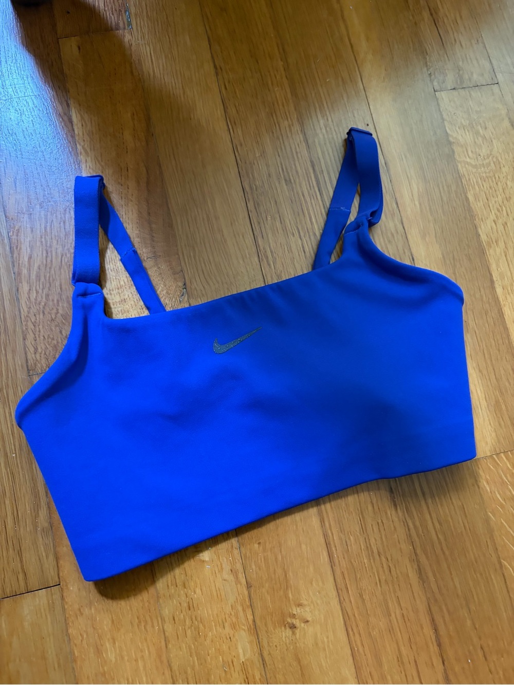 Nike Bright Blue Crop Sports Bra with Swoosh